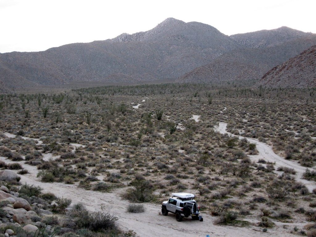 Our camp with the top of Anza Borrego's Sombrero Peak visible in the background.