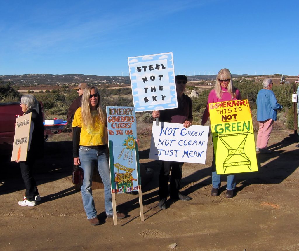 Kathleen Beck leads the group of Sunrise Powerlink protestors to stop this damaging project